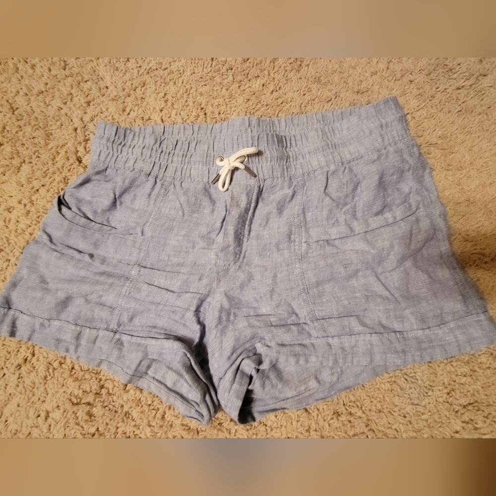 Athleta Linen Blend Light Blue Casual Shorts sz 14
